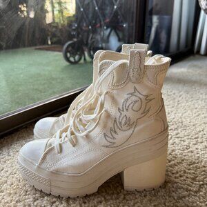 Converse Chuck 70 De Luxe Heel Hi Men's 5 Womens 7 Platform Boots Western Bling